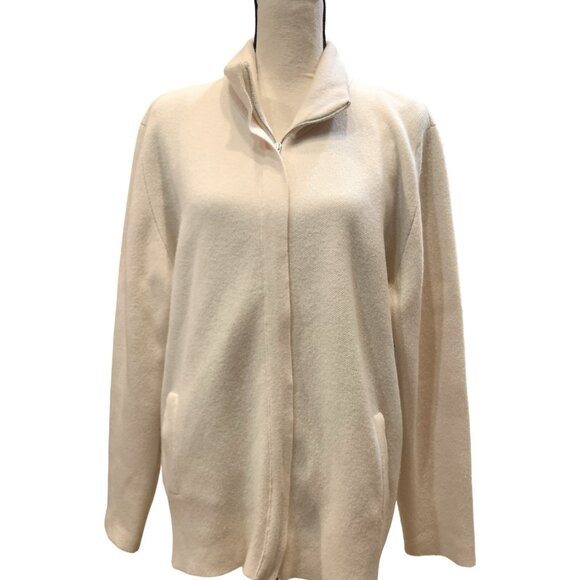 Johnstons of Elgin Sweaters - Johnstons of Elgin 100% Scottish Cashmere Full-Zip Cardigan Ivory 44/L  Neutral